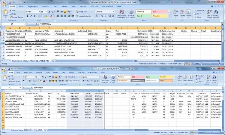 excel scan customer id scanner data