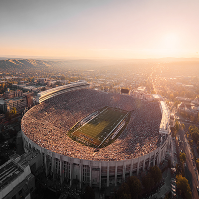 large stadium and arena venue overhead aerial photograph